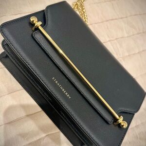 Strathberry Black East West Bag (Full size) With Gold Chain